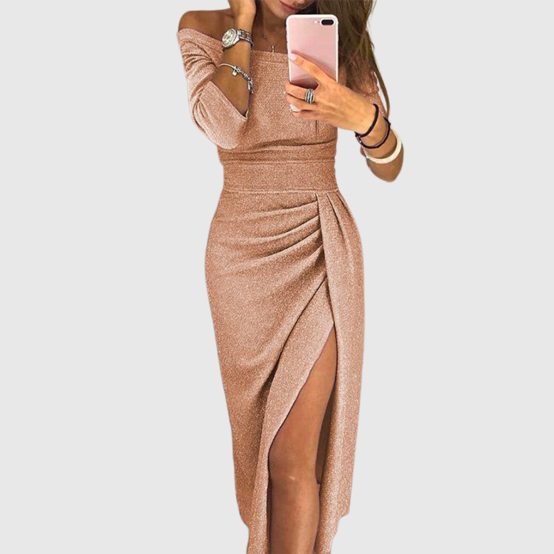 Anelise - Elegant halterneck-maxi-kjole med elegant, flydende pasform