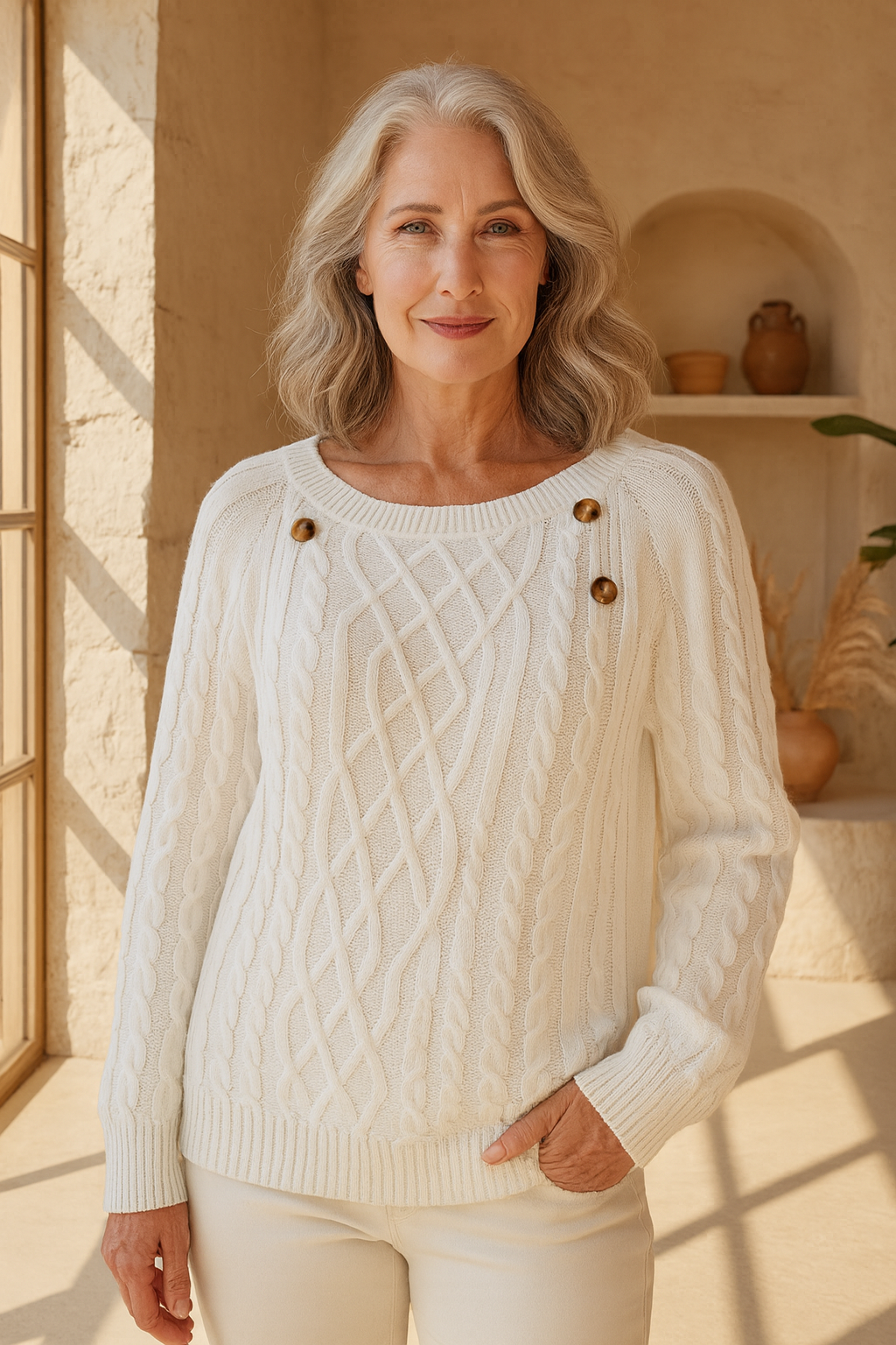 Mila - Elegant strikpullover med knapper