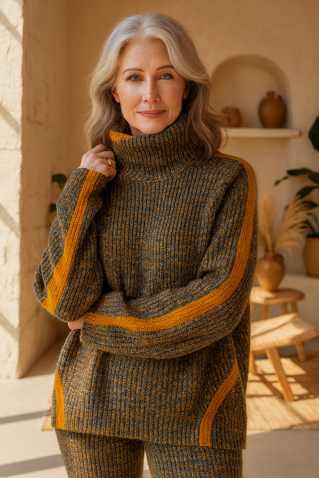 Rosa - Vintage rullekrave striktrøje