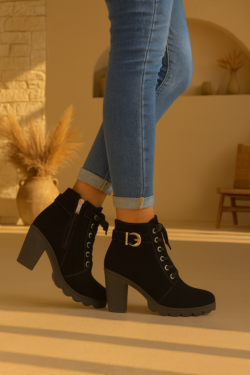 Ella - Casual Støvletter med Hæl