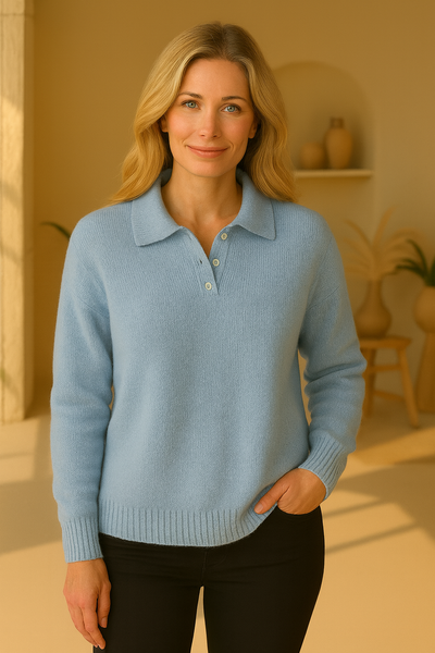Sara – Blødstrikket Polotrøje i Lækker Kvalitet