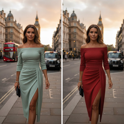 Anelise - Elegant halterneck-maxi-kjole med elegant, flydende pasform