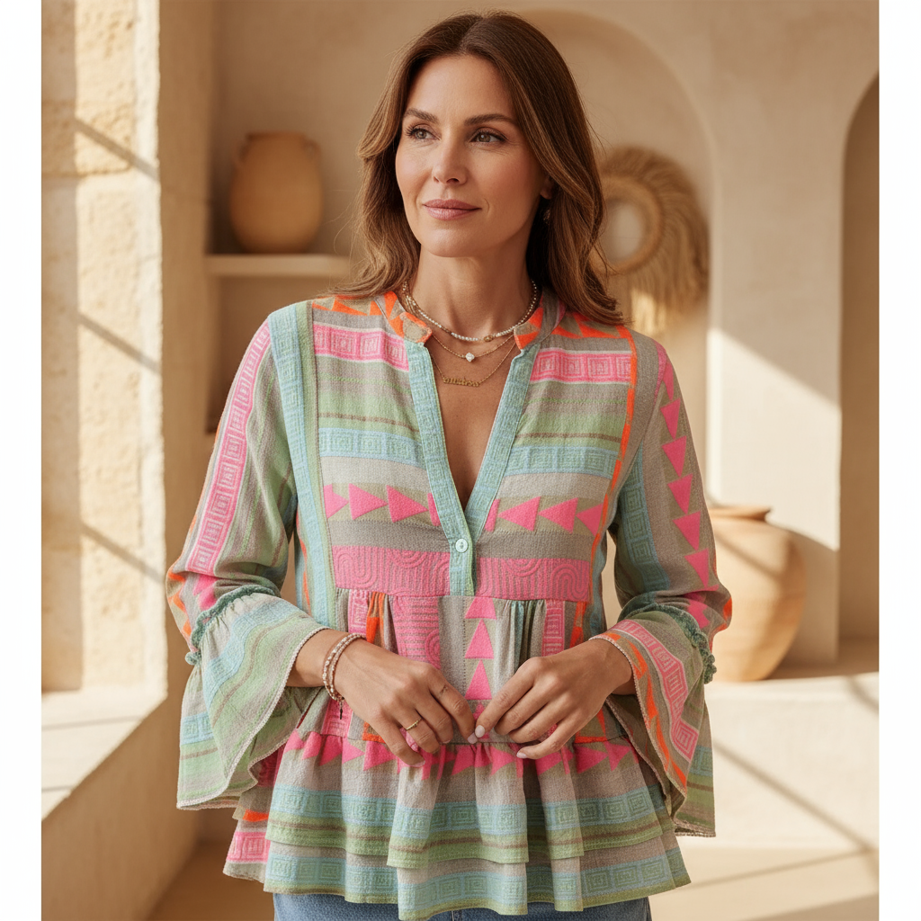 Sofie – Boho-mønstret top